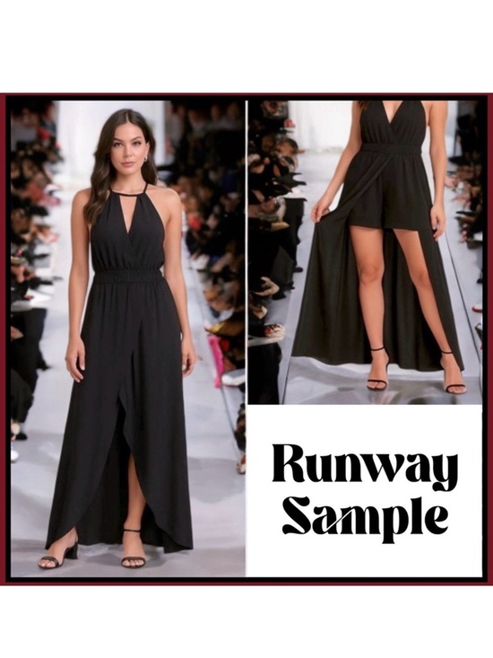 Express Pants - Express Runway Sample Black High-Low Halter Romper Dress Evening Size 6 New